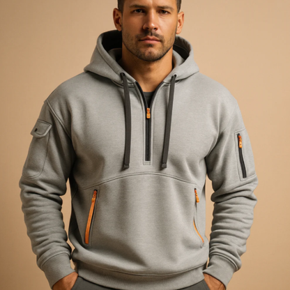 Comfortable Men's Zip Up Hooded Sweatshirt with Pockets