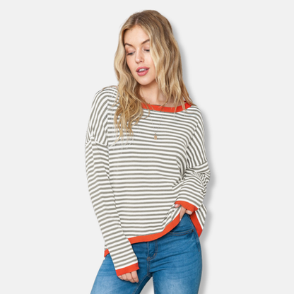 Comfy Casual Striped Cotton Sweater