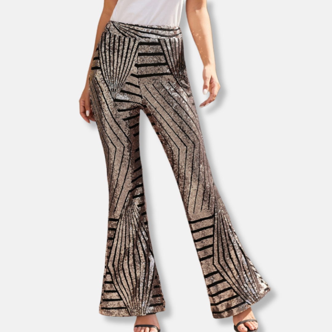 Luxurious High Waisted Sequin Wide Leg Pants