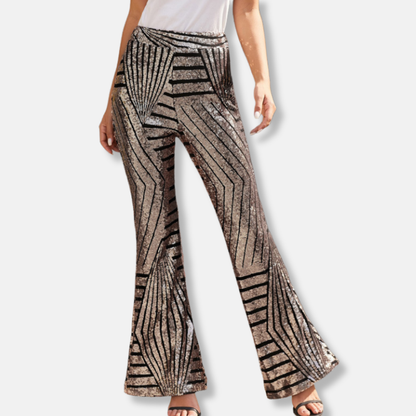 Luxurious High Waisted Sequin Wide Leg Pants