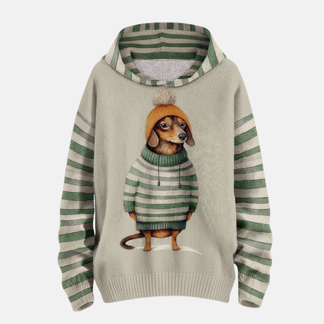Comfy Women's Fleece Hoodie with Dog Design