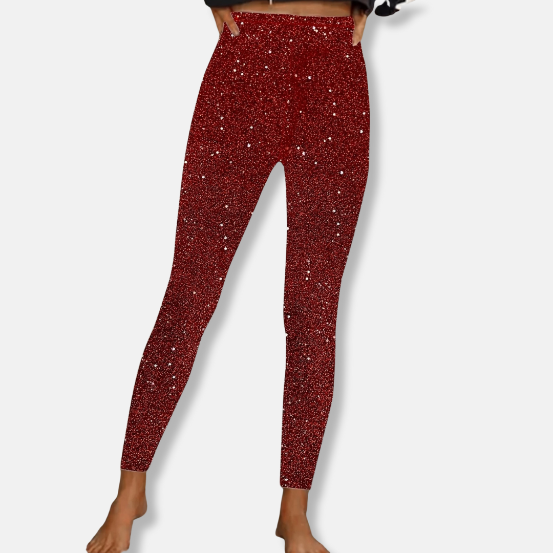 Shimmering High Waist Slim Leggings