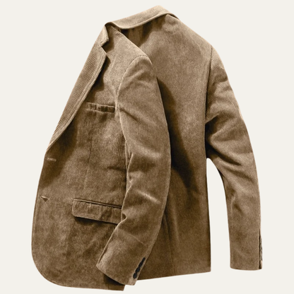 Classic Men's Corduroy Blazer Jacket with Notch Lapel