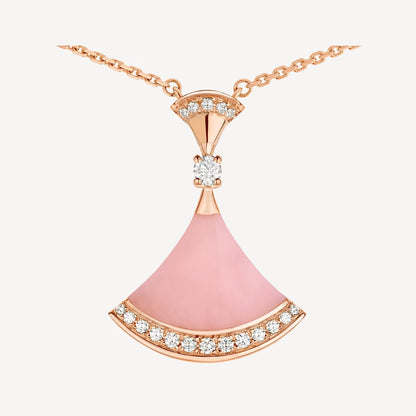 Luxurious Pink Agate 925 Silver Gold Necklace