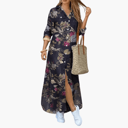 Elegant Women's Maxi Dress with Button Front