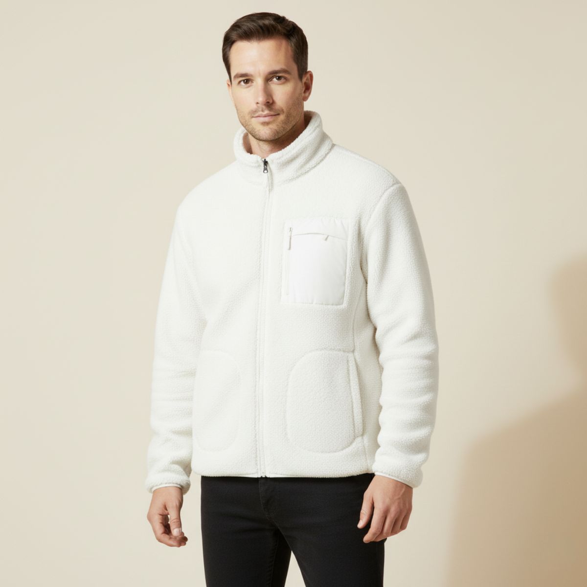 Warm Men's Fleece Zip Up Outdoor Jacket