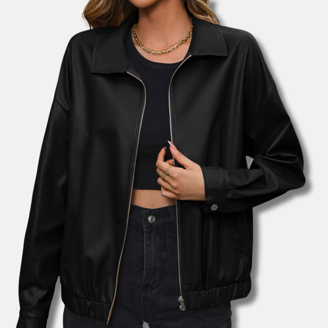Casual Short Women's Leather Biker Jacket