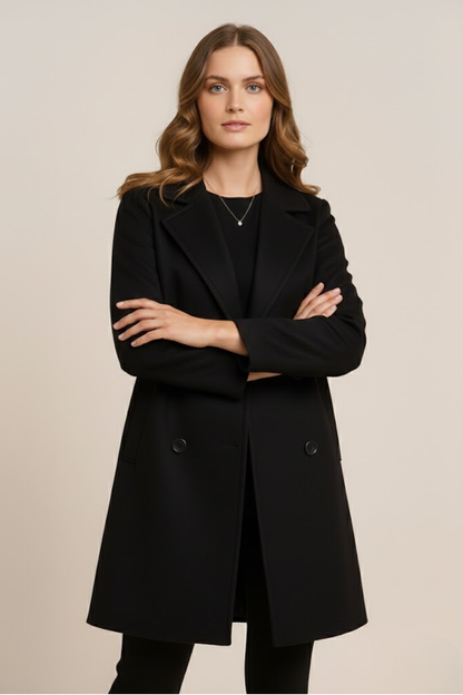 Elegant Ladies' Overcoat with Classic Wide Collar