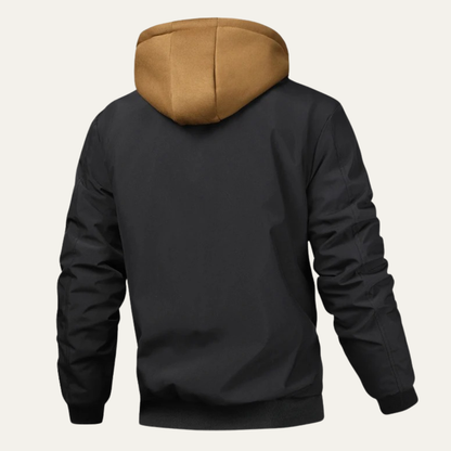 Warm Fleece Lined Mens Hooded Bomber Jacket