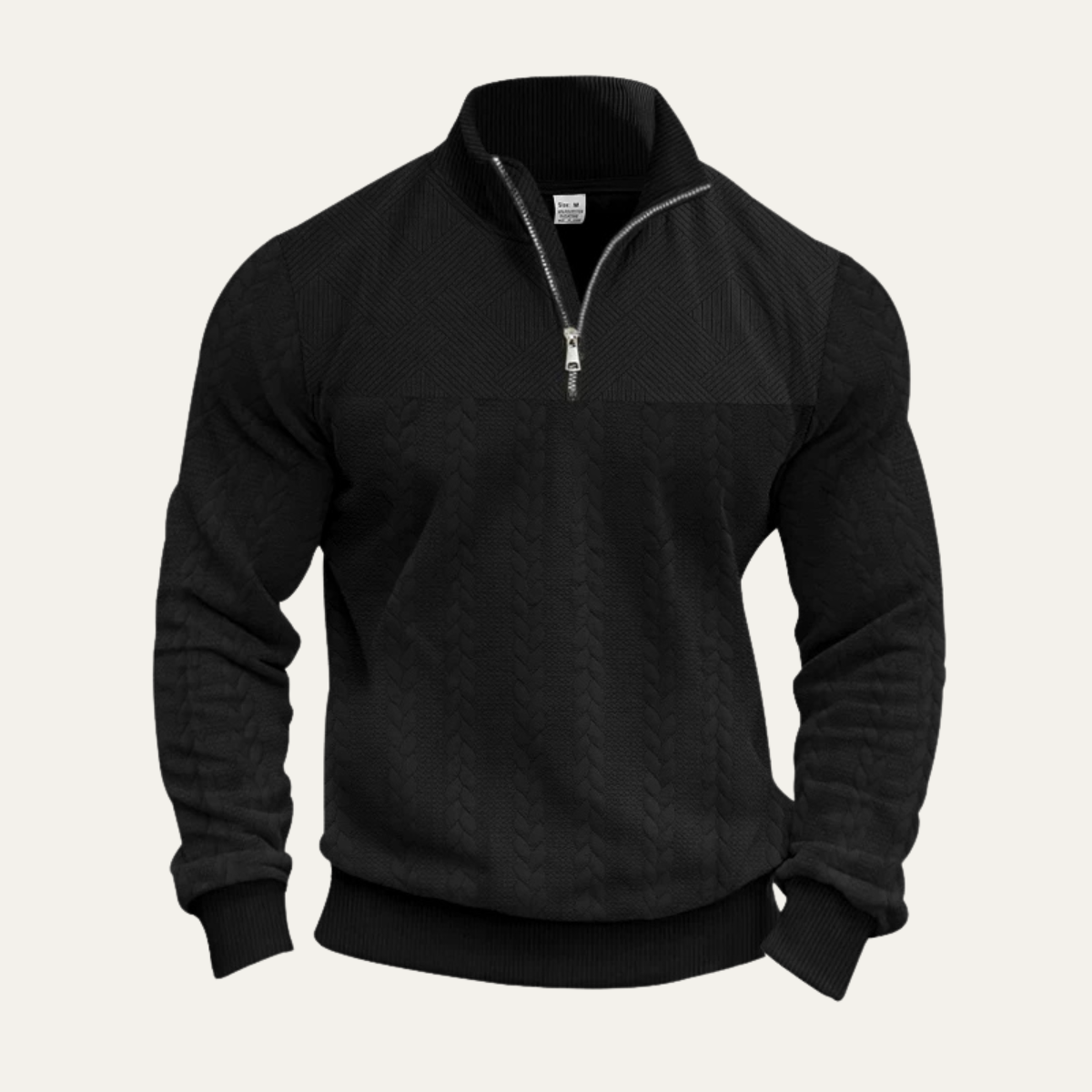 Warm Men's Cable Knit Half Zip Sweater