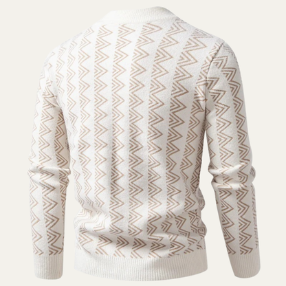Cozy Mens Geometric Knit Crew Neck Sweater