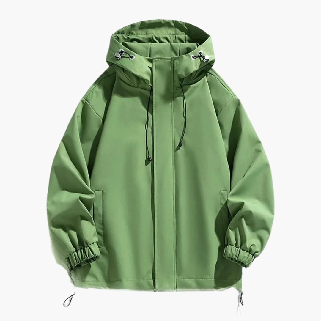Waterproof Hooded Zip Up Mens Jacket with Adjustable Hem