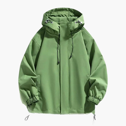 Waterproof Hooded Zip Up Mens Jacket with Adjustable Hem