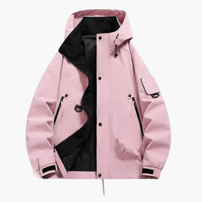 Waterproof Snow Jacket with Hood and Zip Pockets