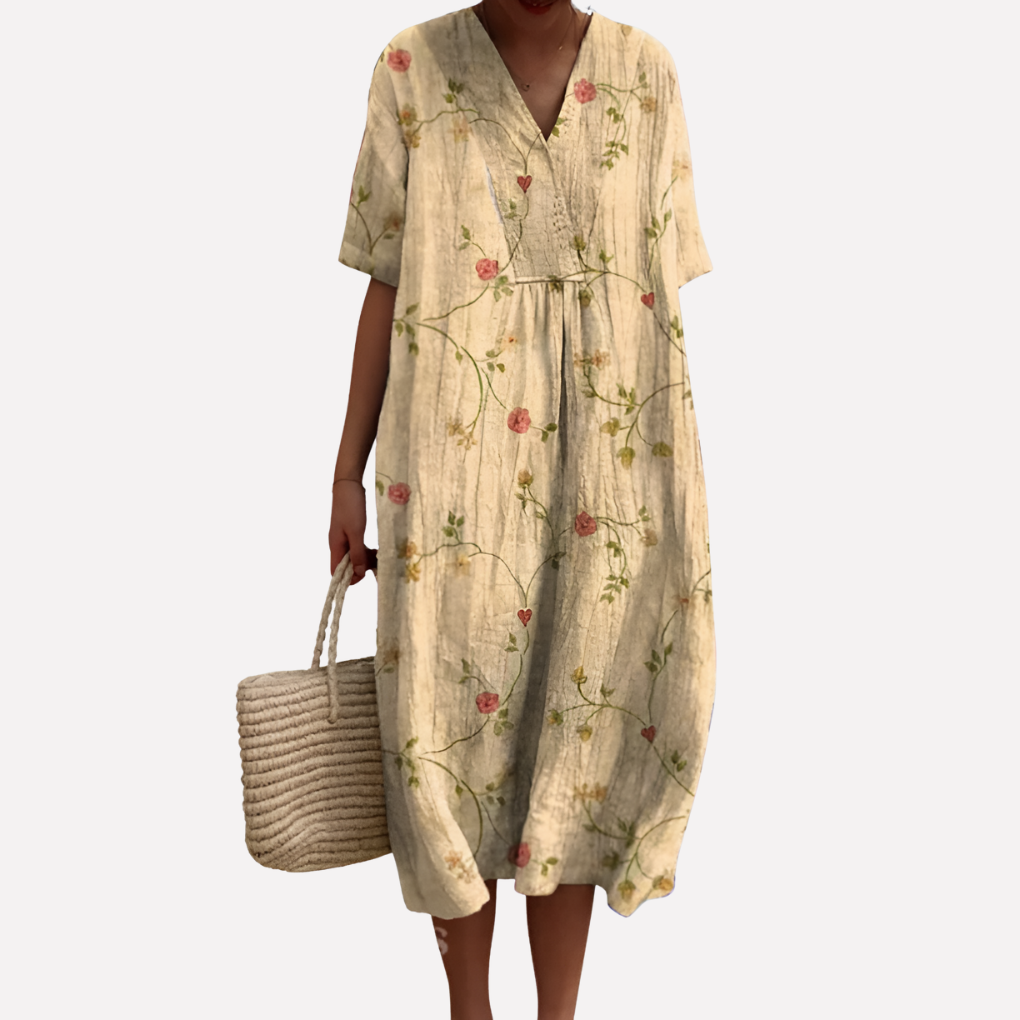 Ladies' Pretty Sundress - V-Neck & Cap Sleeves