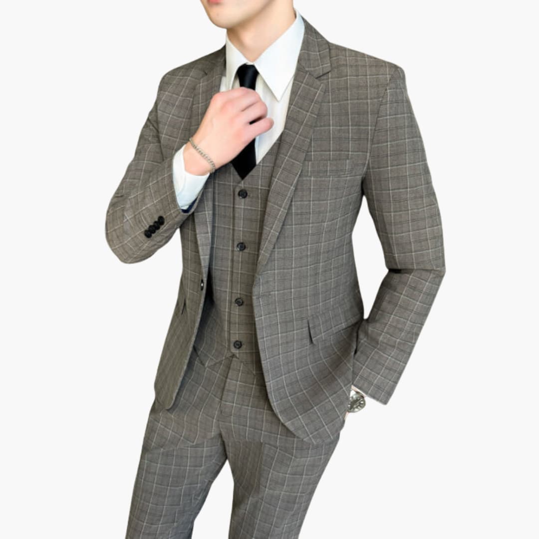 Classic Checkered 3-Piece Men's Suit