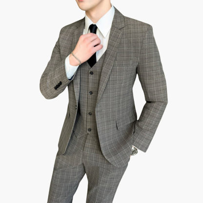 Classic Checkered 3-Piece Men's Suit