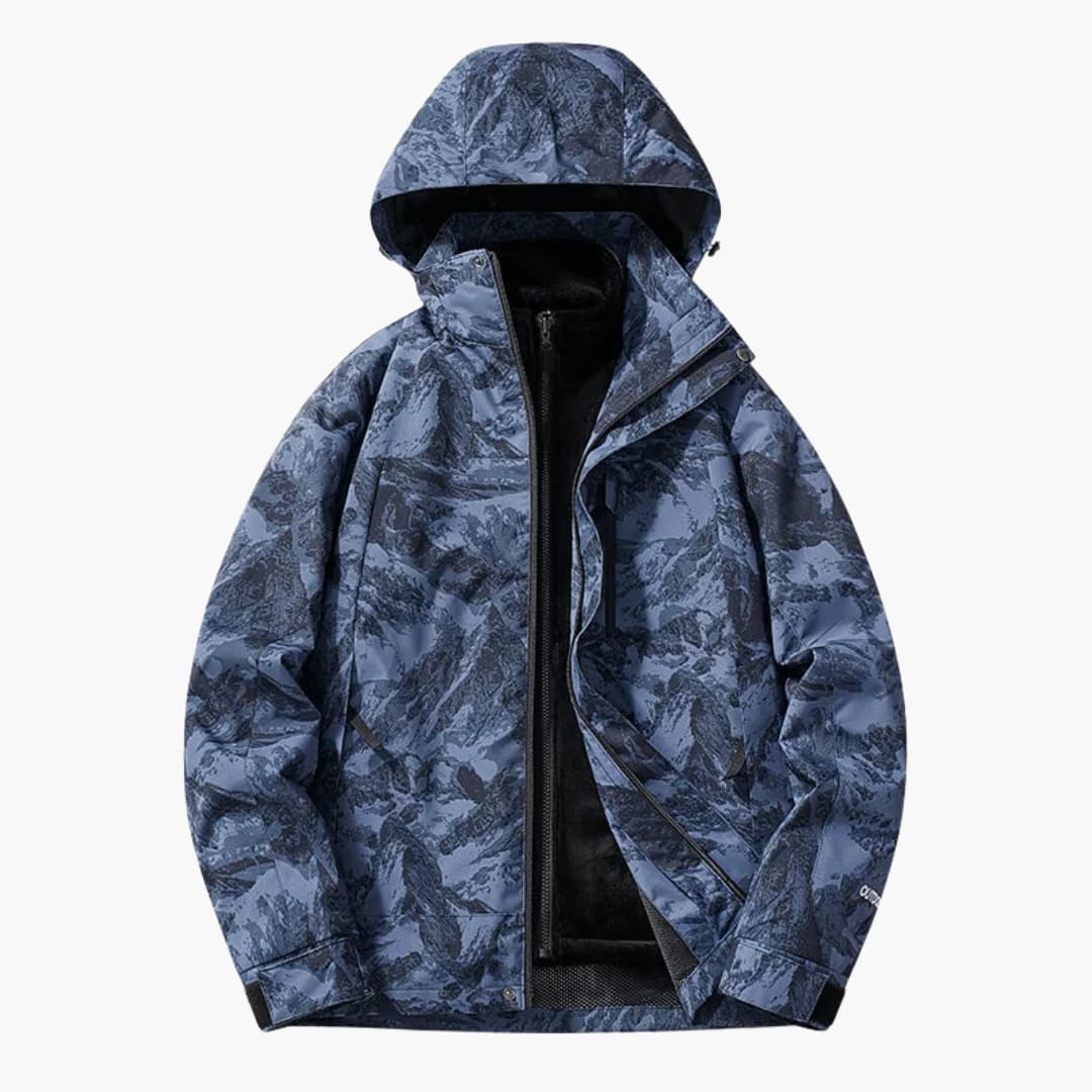 Waterproof Ski Parka with Hood and Zip Pockets