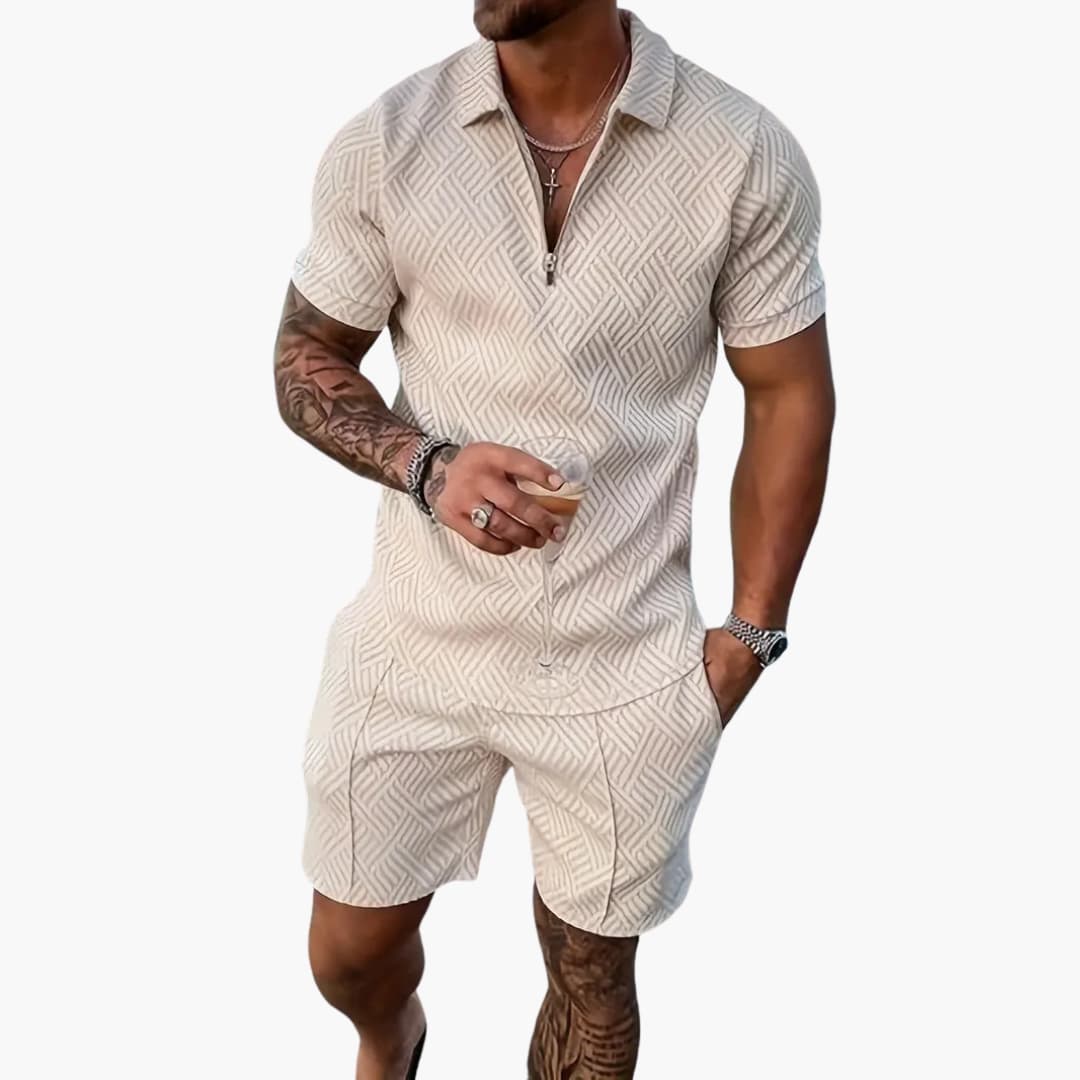 Men's Athletic Zip Up Shorts Set