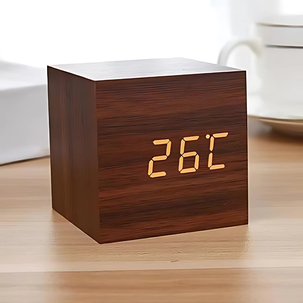 Natural Wood LED Digital Alarm Clock - Nocini