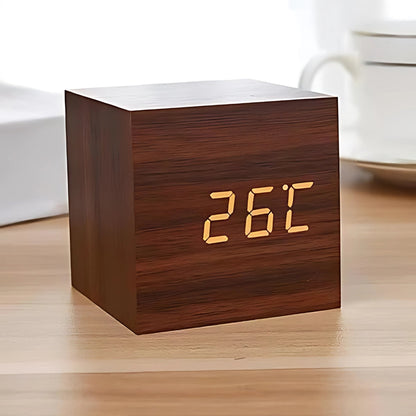 Natural Wood LED Digital Alarm Clock - Nocini