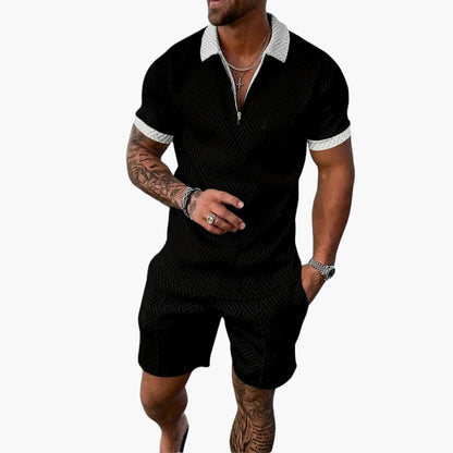 Men's Athletic Zip Up Shorts Set - Olytrend
