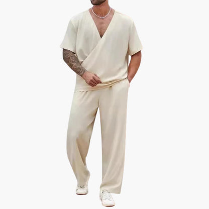 Men's Lightweight 2-Piece V-Neck Suit Set