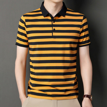 Men's Slim Fit Short Sleeve Striped Polo Shirt