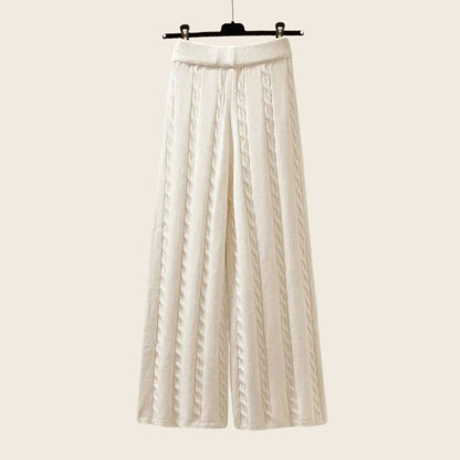 Soft Cable Knit Wide Leg Pants Set