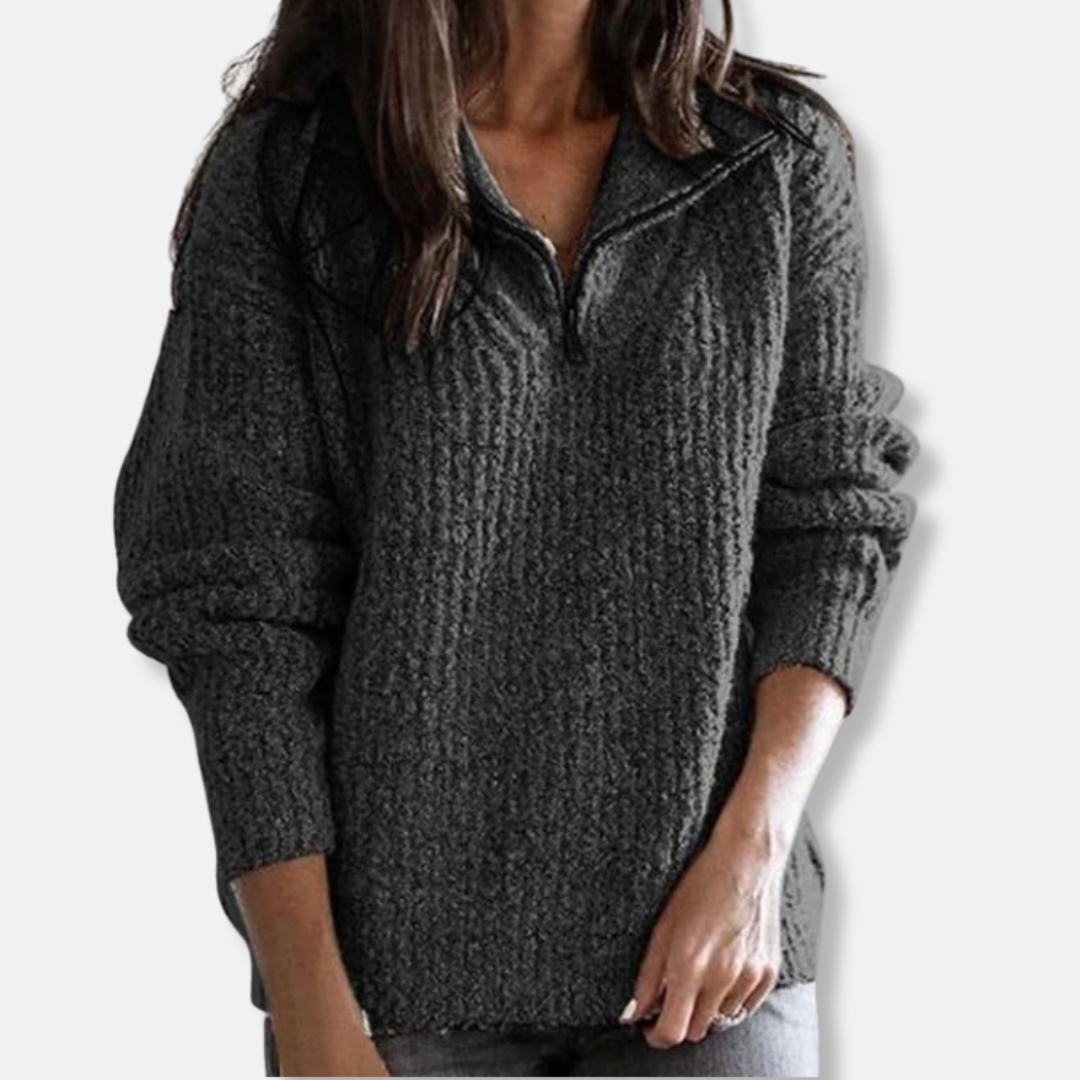 Casual Texture Half Zip Sweater