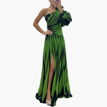 Chic Off Shoulder - Women's Long Maxi Dress with Split
