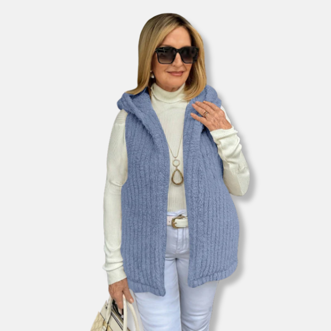 Cozy Fleece Hooded Vest | Soft Casual Fit Jacket
