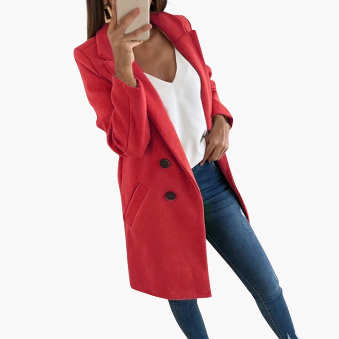 Ladies Classic Long Sleeve Button Coat