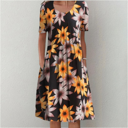 Chic Floral Summer Dress with Pocket Detail