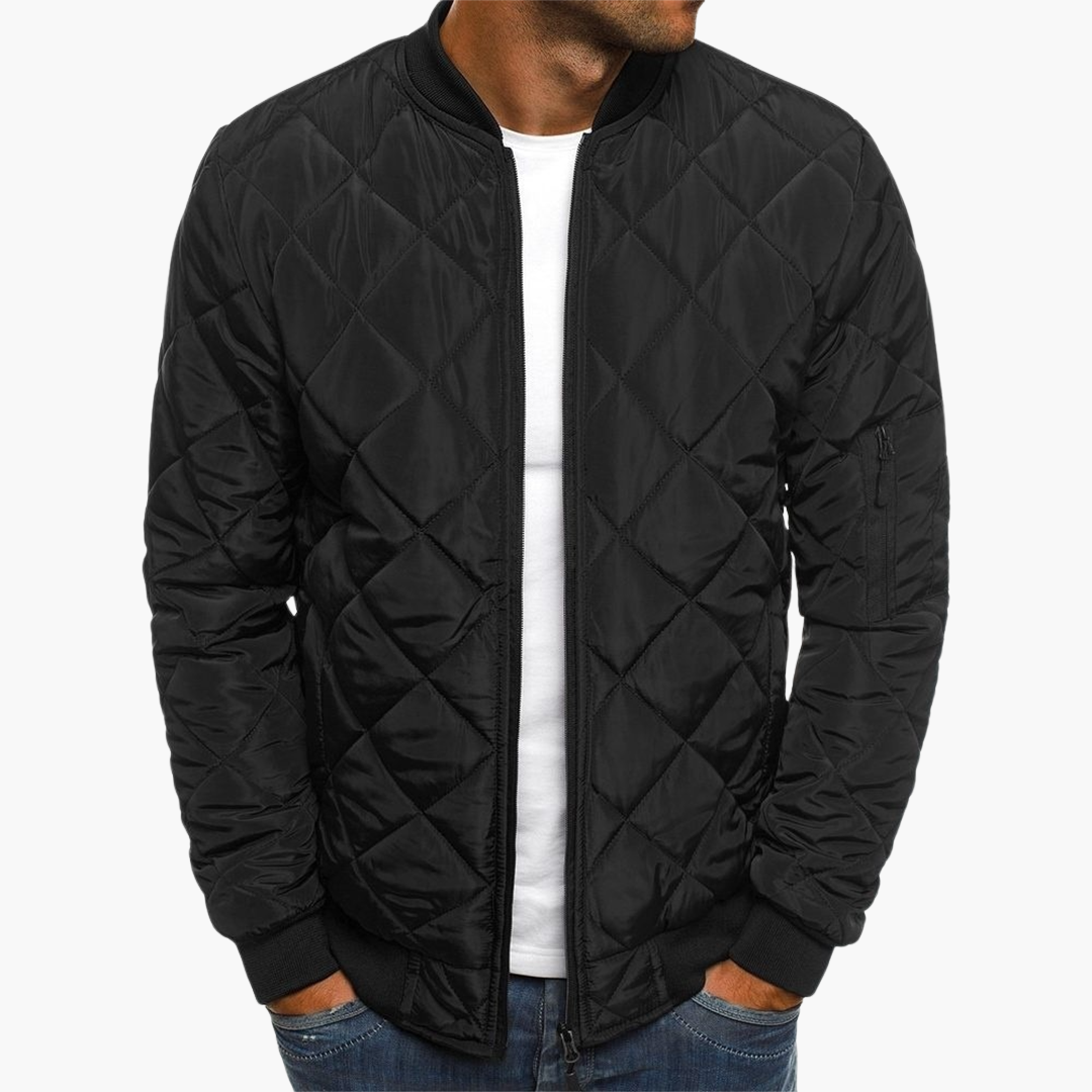 Men's Padded Zip Up Bomber Jacket with Pocket