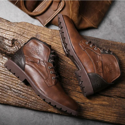 Tough Leather Military Style Ankle Boots