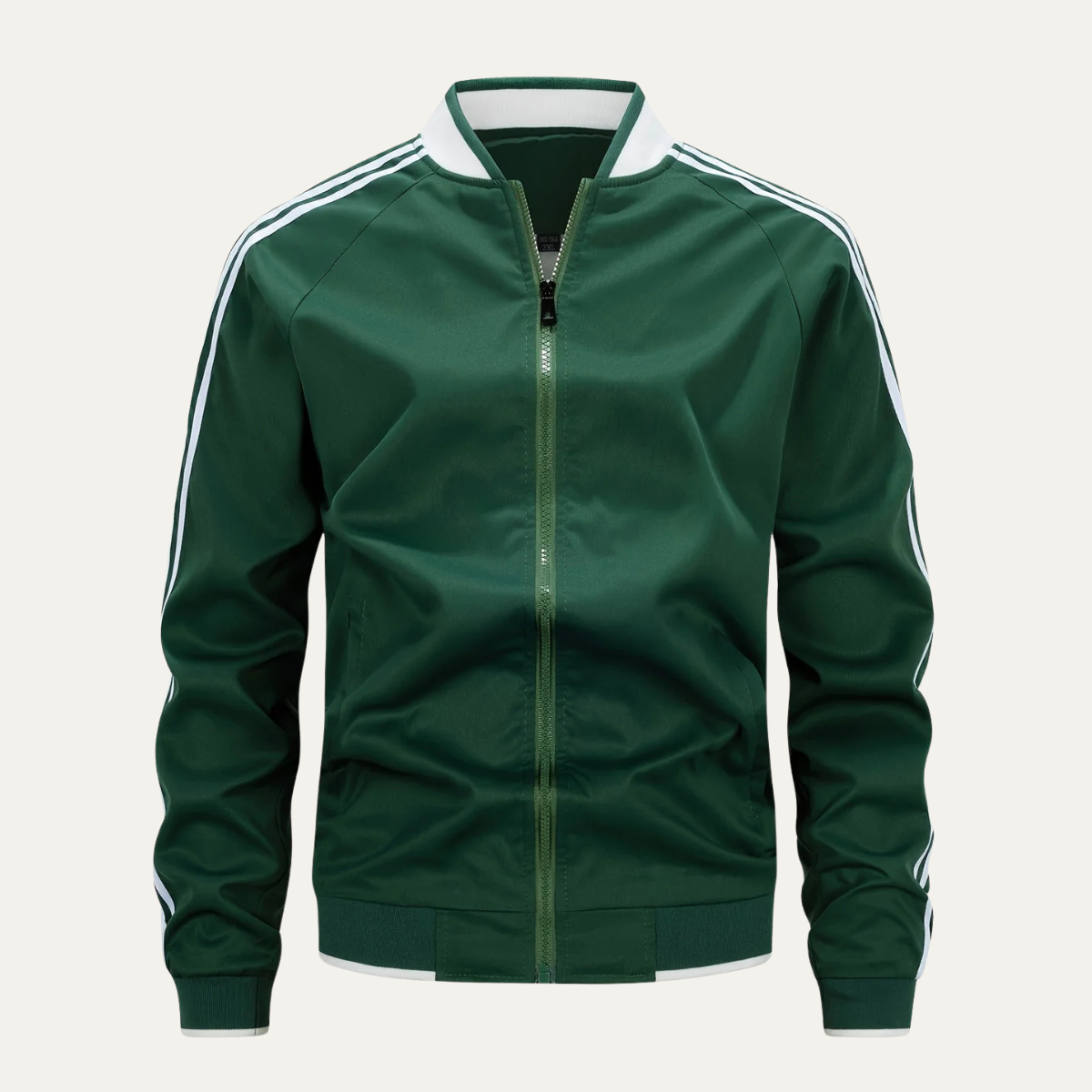 Men's Sporty Zip Up Running Jacket with Striped Arms