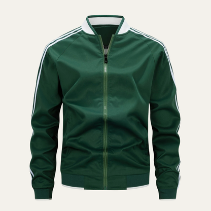 Men's Sporty Zip Up Running Jacket with Striped Arms