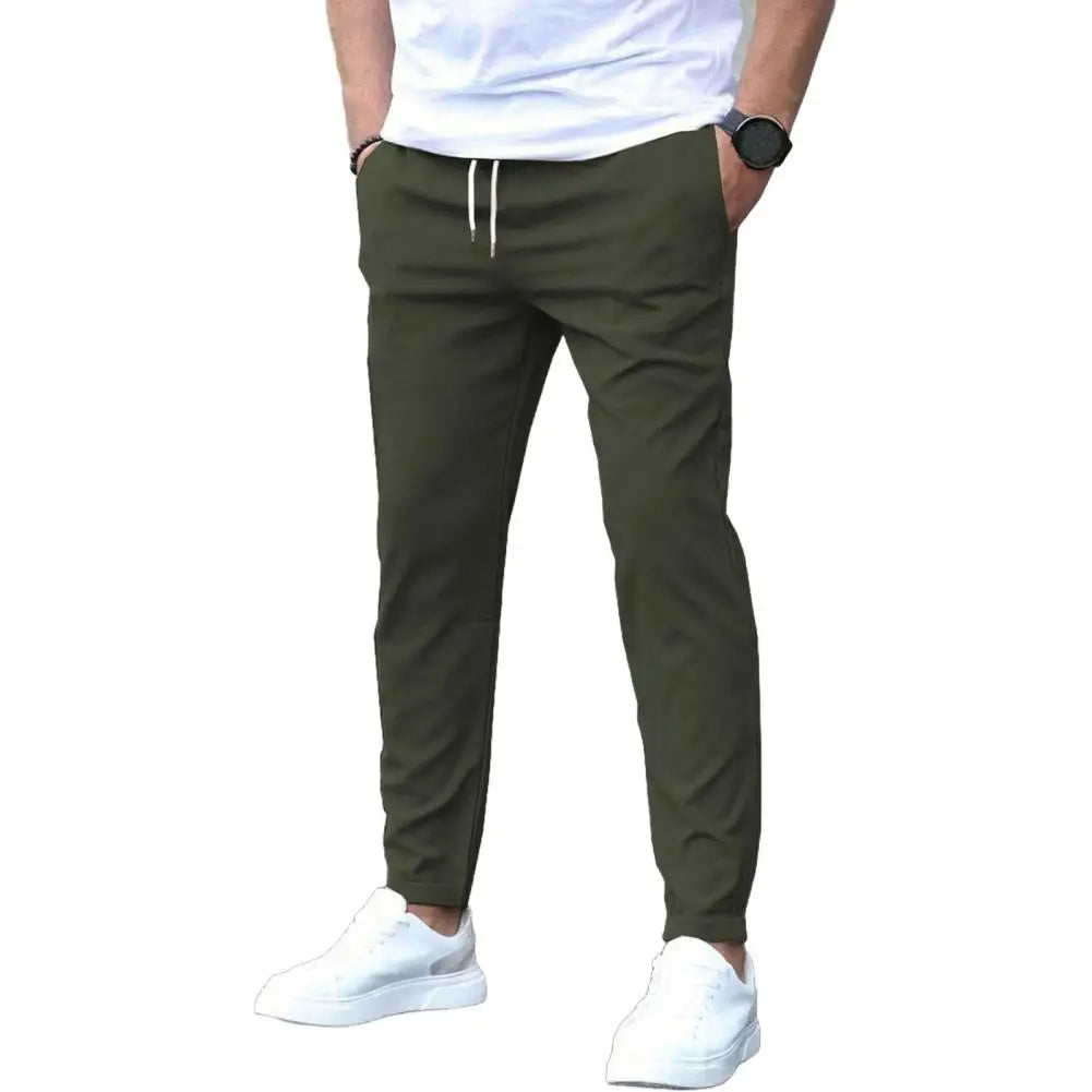 Men's Athletic Running Pants with Pockets & Elastic Waist
