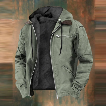 Tough Men's Hooded Leather Bomber Jacket - Nocini