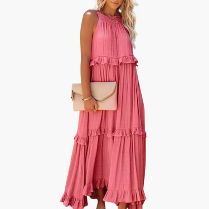 Flowy Long Dress for Women, Lightweight Ruffle Style