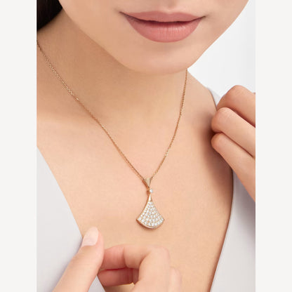 Luxurious Silver Rose Gold Pave Necklace