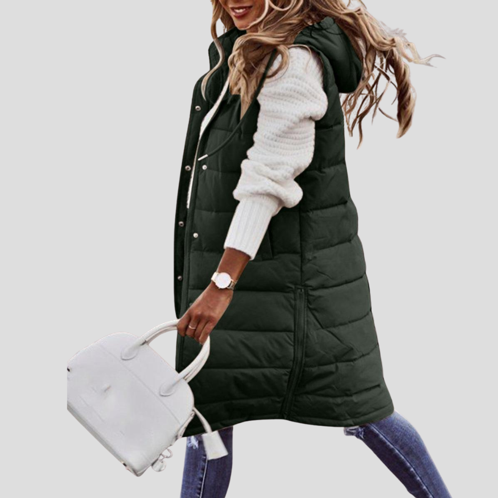 Ladies Extra Long Hooded Gilet
