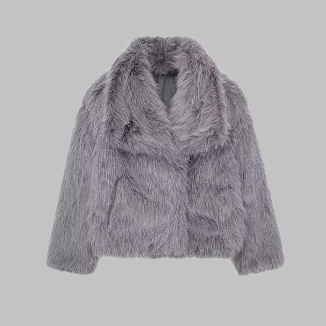 Nesrin - Chic Long Sleeve Fleece Jacket Coat
