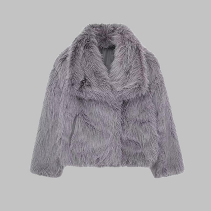 Nesrin - Chic Long Sleeve Fleece Jacket Coat