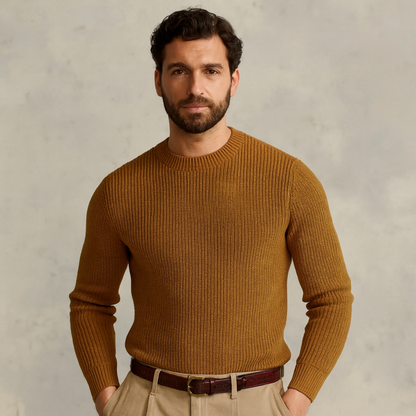 Soft Merino Wool Crew Neck Knit Sweater