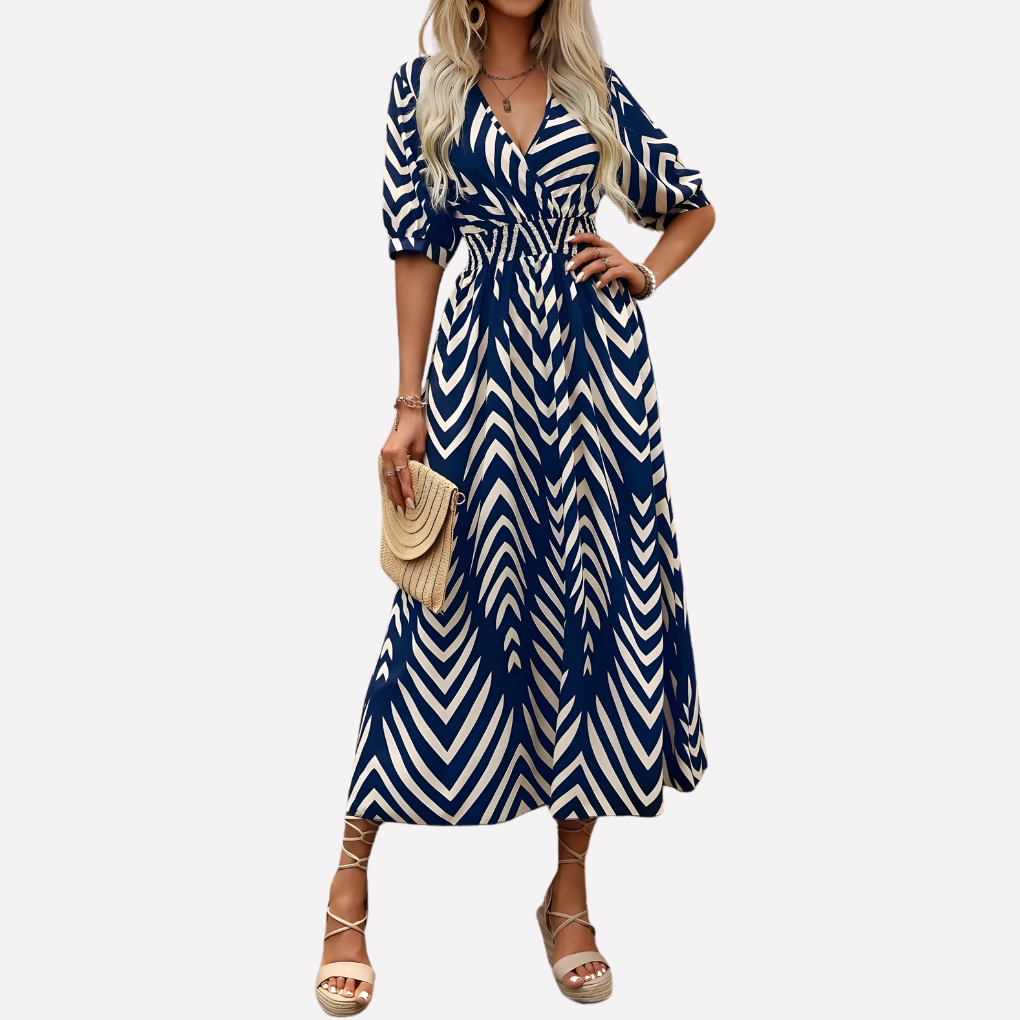 Floral V Neck Summer Dress - Olytrend