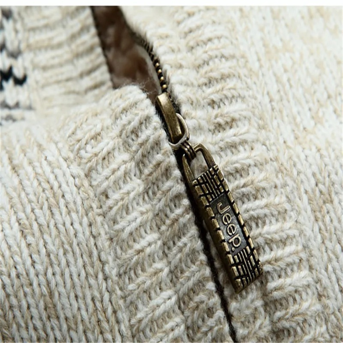 Warm Nordic Pattern Men's Knit Zip Jacket
