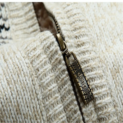 Warm Nordic Pattern Men's Knit Zip Jacket