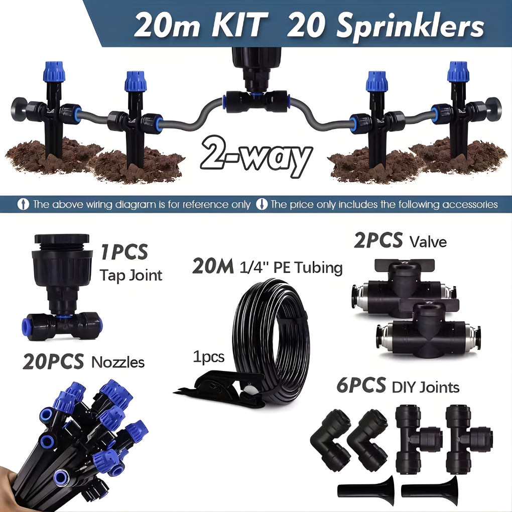 Water Saving Lawn Sprinkler System with Flexible Drippers
